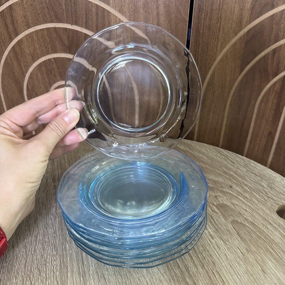 Vintage Fostoria Fairfax Azure Blue 8 Bread Plates